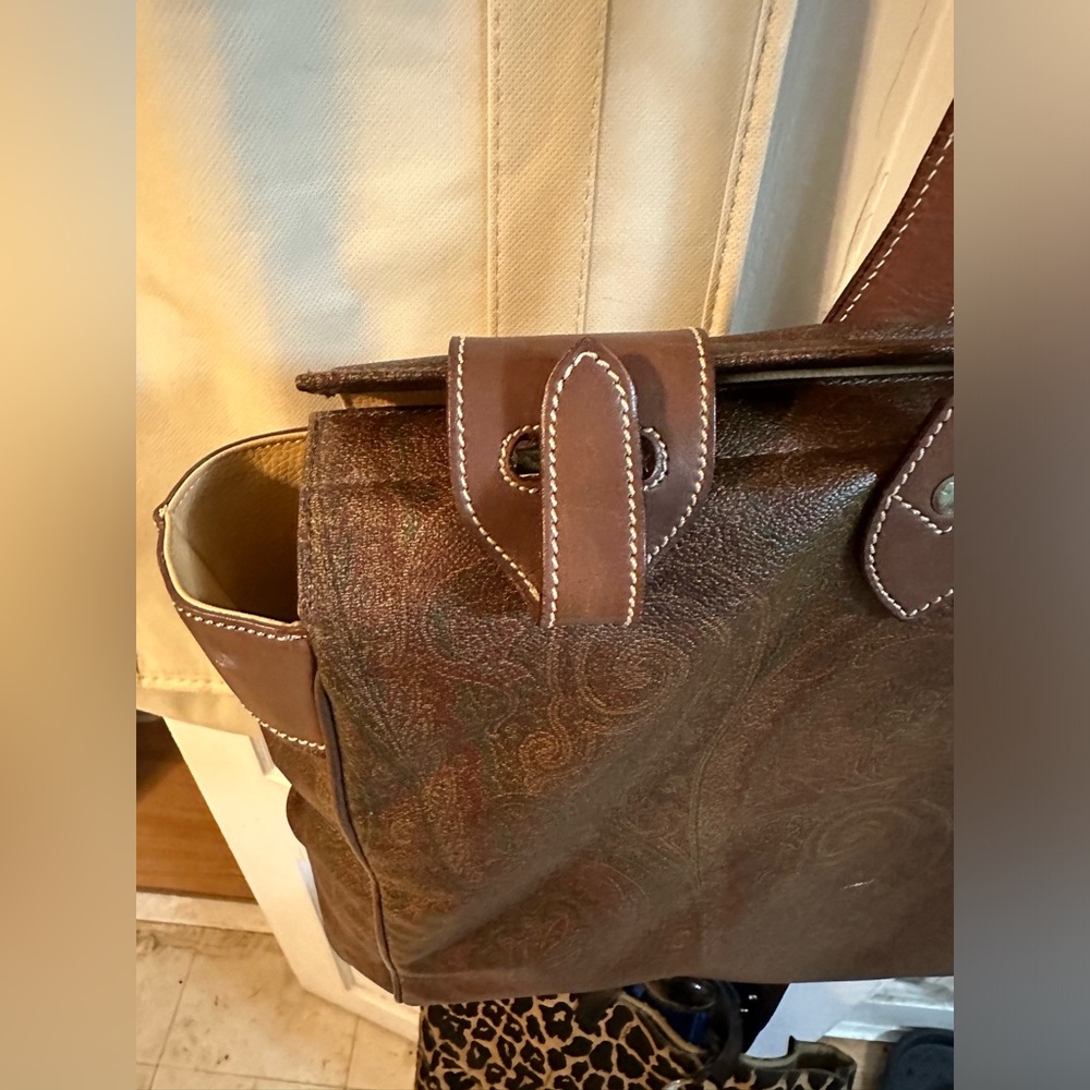 Authentic Extremely Large Etro Leather Shoulder B… - image 6